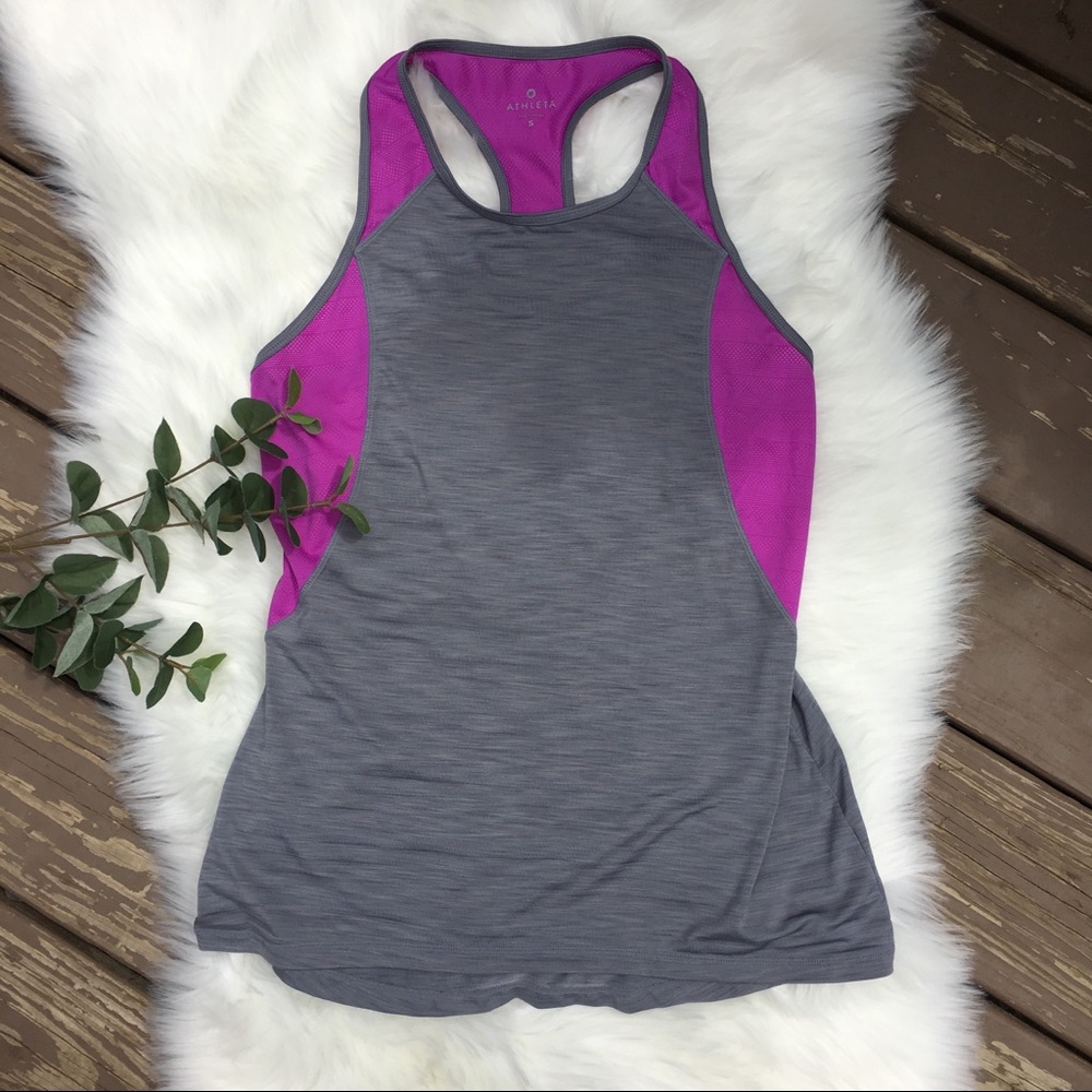 Athleta Gray & Purple Racerback Tank Top Size S